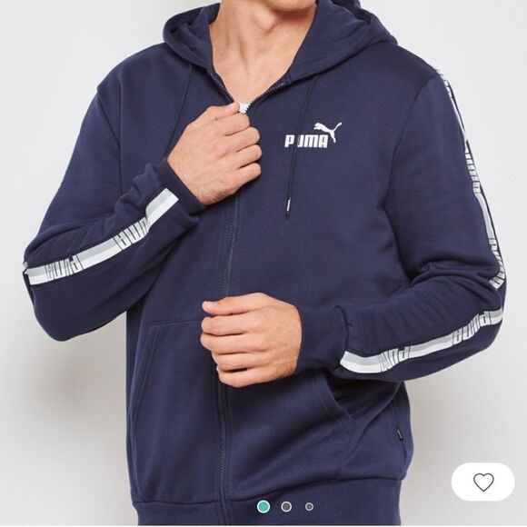 Puma Full Zip Navy Hooded Sweatshirt Size Small - Picture 1 of 11